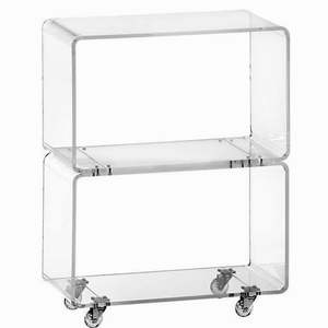 <b>3</b>-<b>tier</b> Movable Modern Acrylic Bar <b>Trolley</b> with Wheels for Kitchen Hotel & Dining - Product Image 1