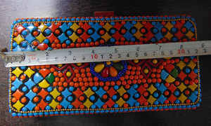 Multi-color Floral Resin Motifs in Metallic <b>Frame</b> Box Clutch - Product Image 5