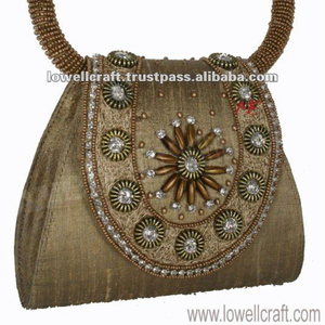 Women's Floral Evening <b>Clutch</b> <b>Wedding</b> Party Pillow Shape Satin Purse From Delhi Brand Potali - Product Image 3