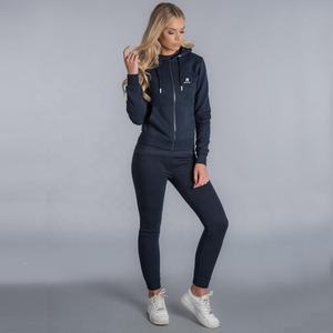 ชุดวอร์มลำลองลายสก็อตสำหรับผู้หญิงผ้าฟลีซผ้าฝ้ายสีกรมท่าเข้มไซส์ใหญ่พิเศษพร้อมการปักลายเหยี่ยว (รองรับ PayPal) - Product Image 1