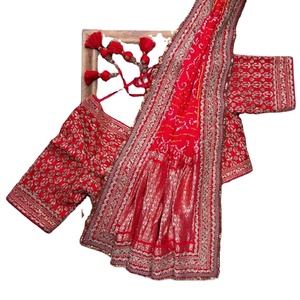 Chilly-Blusa de trabajo Bandhni Saree, color rojo, para trabajo pesado, Royal Export - Product Image 1