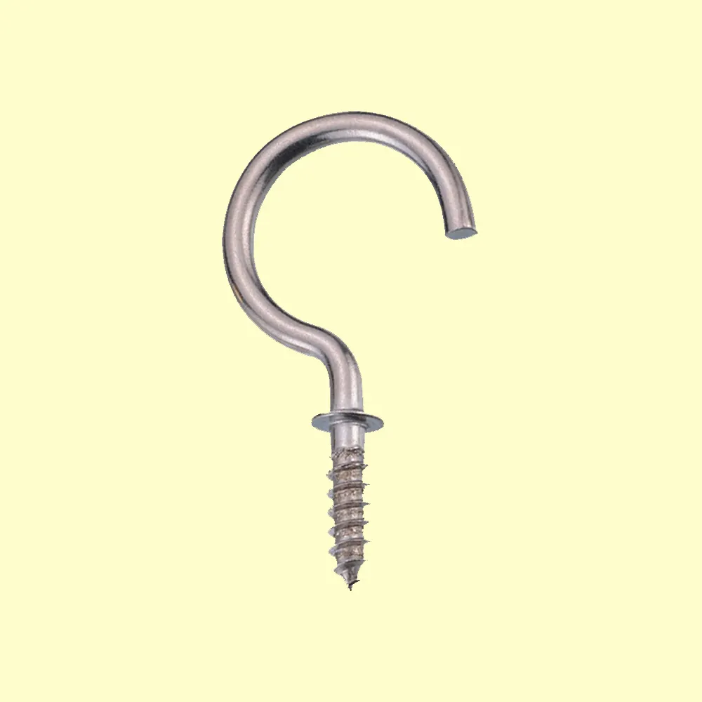 Steel nickel plated hanging screw in cup hook