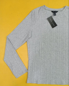 เสื้อยืดผู้หญิงแขนยาว คอกลม ผ้าคอตตอนย้อมสี สำหรับฤดูใบไม้ร่วง สไตล์ลำลอง ผลิตจากโรงงานเสื้อผ้าแบรนด์ดัง ค้างสต็อก - Product Image 2