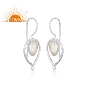 Boucles d'oreilles pour femme, boucles d'oreilles naturelles en argent Sterling 925, forme d'arc-en-ciel, de lune, pierre précieuse - Product Image 2