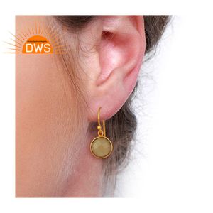 Boucles d'oreilles pendantes en calcédoine grise naturelle, bijoux plaqués or, argent sterling 925, bijoux en pierres précieuses - Product Image 4