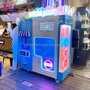 Çin fabrika özel ticari pembe tatlı son ipi çiçek pamuk otomat otomatik pamuk şeker makinesi