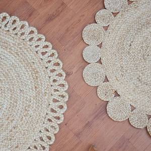 Tapis de jacinthe rustique rond et personnalisé, tapis de sol en paille fait à la main, vente en gros, fabriqué au Vietnam, - Product Image 4