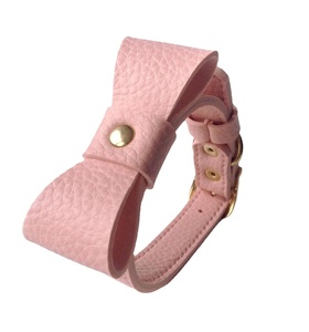 Collier de chien en cuir végétalien exclusif sur mesure rembourré et décor d'arc disponible dans toutes les tailles et couleurs fabricant en gros - Product Image 1