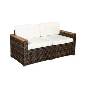 Viet Nam Wicker Sofa Set Sleek-design Outdoor Rattan Sofa Set Mixed With Oak/ PE Weaving 4-seater