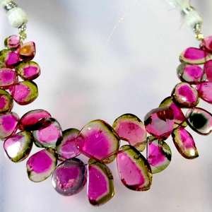 Tranches de pastèque en tourmaline multicolores, pierres précieuses brutes, perles polies, fabrication de bijoux, prix de gros, qualité naturelle - Product Image 3