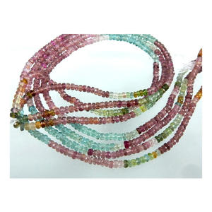 Perles de pierres précieuses rondes facettées en tourmaline naturelle, couleur dégradée, qualité AAA, certifiées CMA, pour la fabrication de colliers - Product Image 1