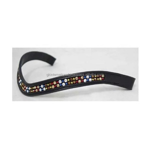 Banda de ceja de caballo de calidad superior de cuero ecuestre con diamantes de imitación multicolores, Fabricante Mayorista indio superior de cristal - Product Image 3