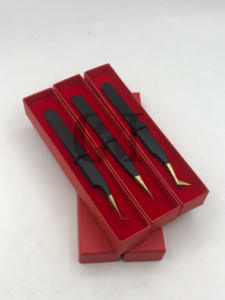 Revêtement en poudre noire de haute qualité 45 degrés en acier inoxydable 90 degrés Extension de cils droits pince à épiler Instruments de beauté - Product Image 4
