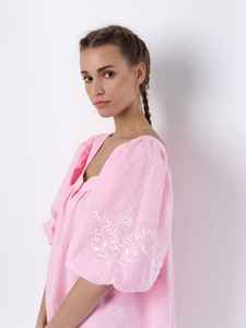 2023 nouveau bohème ukrainien Mini robe femmes doux lin brodé motif Floral taille naturelle écologique décontracté vacances - Product Image 3