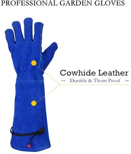 New Design Heavy Duty Garden Blue Gloves Ladies Long Thorn Prof Leather Kids Working Garden Flower Logo Rose Pruning Gloves - Product Image 2