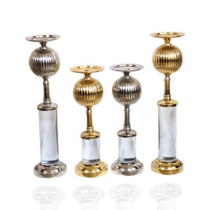 Portavelas decorativo de oro antiguo con vástago acrílico, mesa de boda de diseño único, centro de mesa, candelabro de luz en T de lujo - Product Image 3