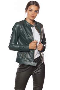 Chic Vegan <b>Leather</b> Biker <b>Jacket</b> for Women Stylish <b>Faux</b> <b>Leather</b> Moto <b>Jacket</b> with Zipper Detailing Trendy Outerwear for Her - Product Image 4