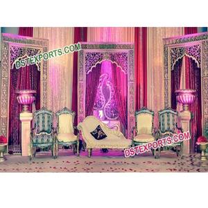 Modern Style Indian Wedding Jharokha Frames Backdrop Panel Latest Event Stage Decoration for Weddings - Product Image 1