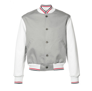 แจ็คเก็ตเบสบอลแขนยาวแบบกำหนดเองสำหรับผู้ชาย แจ็คเก็ตวาร์ซิตี้แบบเรียบไม่มีลายสำหรับผู้ชาย - Product Image 1