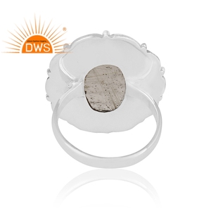 แหวนพลอยรูปไข่สีทองรูไทล์ แหวนเงินแท้ 925 ดีไซน์ใหม่ ผ่านกระบวนการออกซิไดซ์  ผู้ผลิตเครื่องประดับ คอลเลคชั่นคลาสสิก - Product Image 4