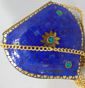 New Style Luxury Genuine Blue Metal Flap Shape Mosaic Stylish Evening Purse Clutch Bag Woman Handbag Elegant Top Classic - Product Image 3