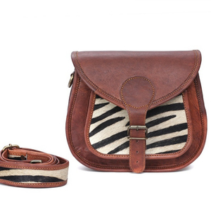 Bolso de mano Vintage de cuero genuino para mujer con cierre de sillín, bandolera de moda y diseño con estampado de animales - Product Image 1