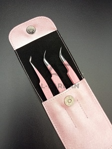 Pinzas para Extensión de Pestañas AL FARDAN de Acero Inoxidable Duradero, Color Rosa Bebé, con Logotipo Personalizado, 45 y 90 Grados, Punta Puntiaguda para Volumen de Pestañas - Product Image 5