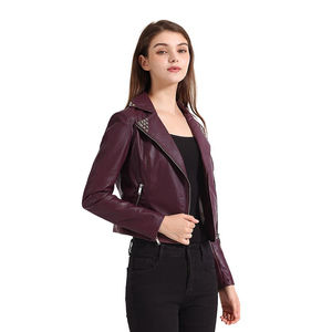 Chaqueta de cuero con cremallera para mujer de calidad superior 100% decoración de bordado de estilo de vaca pura Original y forro de viscosa - Product Image 2