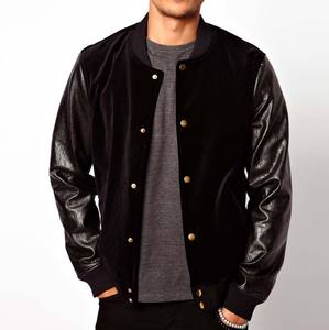Manches en cuir véritable, veste de Baseball de haute qualité avec fermeture frontale, entièrement doublé, personnalisée - Product Image 1