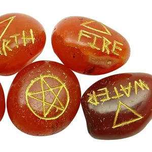 Chakra naturale all'ingrosso Set di 5 pietre carnaliene in caduta simbolo elementare Wiccan pietre di guarigione Reiki spirituale pagane