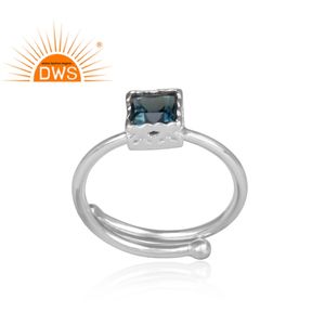 งบแหวนเงินอินเดียเครื่องประดับผู้ผลิตรุ่งโรจน์ลอนดอนสีฟ้าบุษราคัมแหวนพลอยเครื่องประดับค้าส่ง - Product Image 2