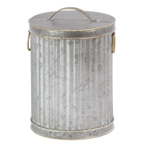 White Powder Coated Handmade Galvanized Trash <b>Bin</b> Rounded Shape <b>Waste</b> Bucket Home Bathroom Storage Recycling Fancy Wholesale - Product Image 5
