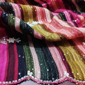 Georgette seqnce — le crochet fait à la main, fonctionne avec royal, impression multicolore, - Product Image 6