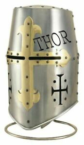 Medievale Crociato Casco Cavaliere Templare Casco ARGENTO Finitura In Ottone Disegno Fodera In Pelle Crociato In Ottone <span class=keywords><strong>Pati</strong></span> Templari Casco - Product Image 2