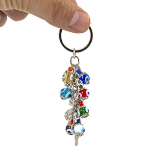 Porte-clés avec figurines colorées en forme de raisin, abat-jour, œil maléfique, perles et mixtes, fait à la main - Product Image 1