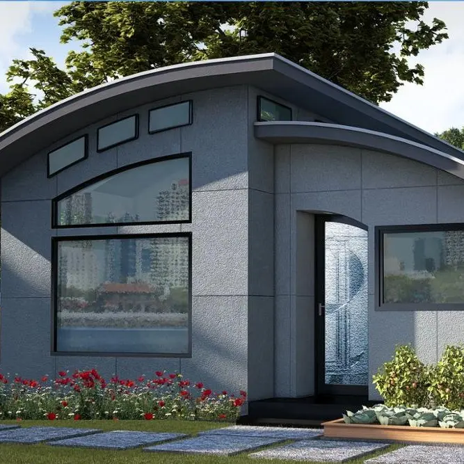 धनुषाकार आकार छत prefab घर के साथ आधुनिक इंटीरियर डिजाइन