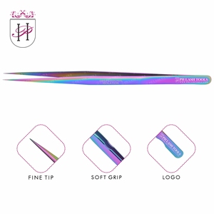แหนบต่อขนตา,แหนบสำหรับต่อขนตาปลอมแบบบางสีรุ้งแหนบต่อขนตาแบบเรียบง่าย - Product Image 2