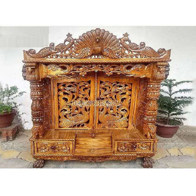 Handgemaakte Indiase Teak Hout Handwerk Tempels Kopen Indische Teak Houten Tempels/Mandir Traditionele Teak Houten Tempels Voor Thuis