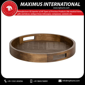 Replicartz - Bandeja Redonda Decorativa de Madera de Alta Calidad Hecha a Medida en Uttarakand para Servir Aperitivos y Comida - Product Image 2