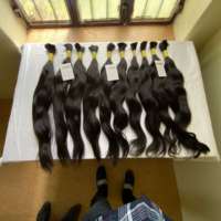 Mechones de cabello humano virgen indio sin procesar, mechones de cabello natural de 20cm a 85cm, venta al por mayor