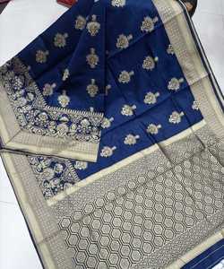 Banarasi soie Jacquard Saree avec chemisier femmes portent des dames fête Festival tenue quotidienne doux coton soie Sari en gros bas prix ApparelGarment - Product Image 2