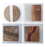 Artisanat de qualité, sous-verres en bois et résine, sets de table 10x10cm, réutilisables, style Asie du Sud-Est, multicolores, emballage personnalisé, hôtels