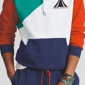 Sweat à capuche à motif de blocs multicolores pour hommes, cousu et brodé en molleton de coton 100% brodé pour l'hiver, vente en gros sur mesure - Product Image 4