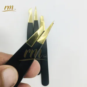 Black doted with gold tip Eyebrow Tweezers Stainless Steel Private Label Customized Packing Best selling new style