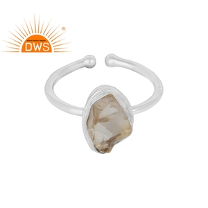 Bague en Citrine non façonnée à la main, pierre précieuse, en argent Sterling 925, styliste, vente en gros - Product Image 1