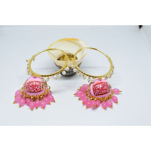 Boucles d'oreilles pour filles et femmes, en laiton, fait à la main, finition mate dorée, huggie jhumka, dernière collection - Product Image 1