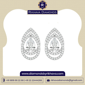 Elegantes y lujosos pendientes de diamantes de oro blanco de 10 quilates, accesorio de joyería pura - Product Image 2