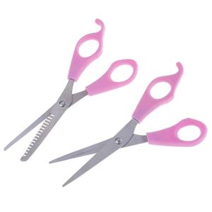 Ensemble de 2 ciseaux amincissants à manche en plastique pour couper les cheveux Ciseaux de coiffeur à lame en acier approuvés CE pour une utilisation en salon Rasoir pour le visage - Product Image 1