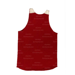 Camiseta de gimnasio de secado rápido personalizada para hombre/camiseta sin mangas, chaleco de poliéster rojo, estilo informal de punto transpirable - Product Image 4