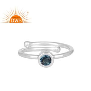 งดงามรอบตัดลอนดอนสีฟ้าบุษราคัมพลอยแหวนผู้ผลิตเครื่องประดับที่ดีที่สุดอินเดียผู้จัดจำหน่ายเครื่องประดับ - Product Image 1